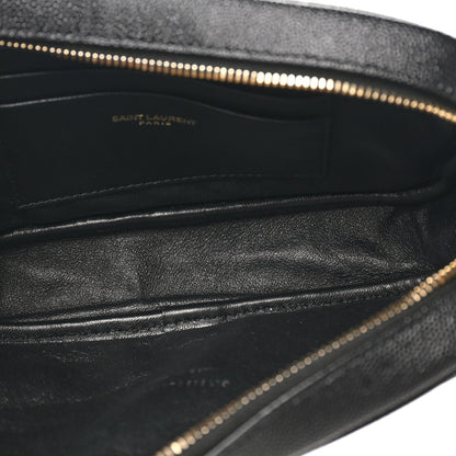 Saint Laurent Grain De Poudre Matelasse Monogram Mini Lou Camera Bag Black