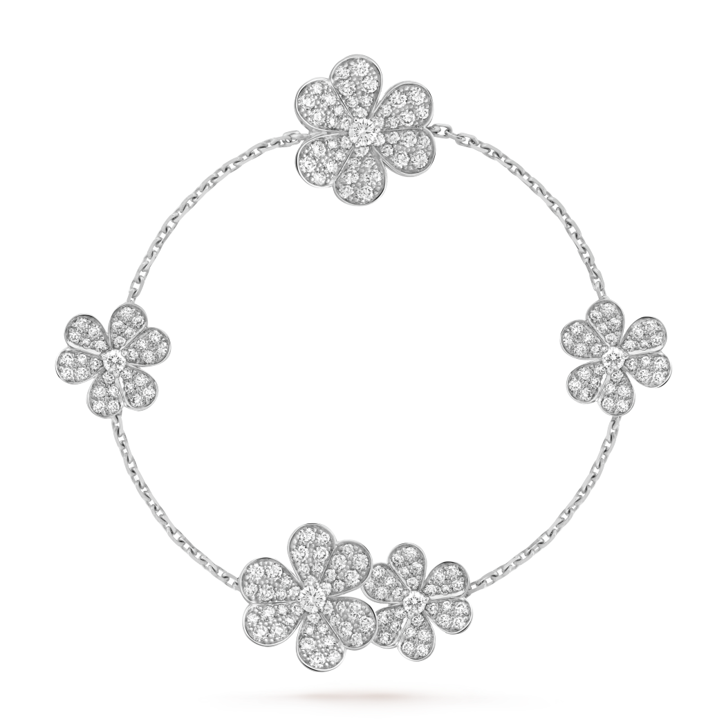 18K White Gold Diamonds VCA Frivole 5 Flowers Bracelet