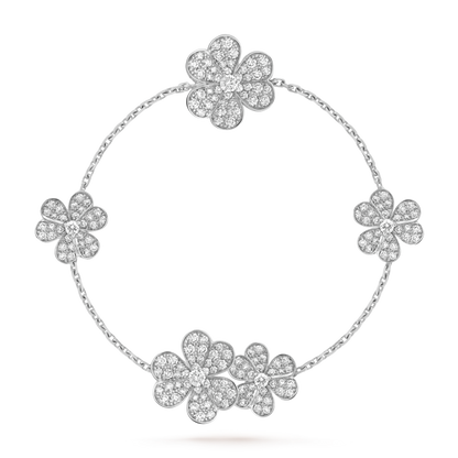18K White Gold Diamonds VCA Frivole 5 Flowers Bracelet