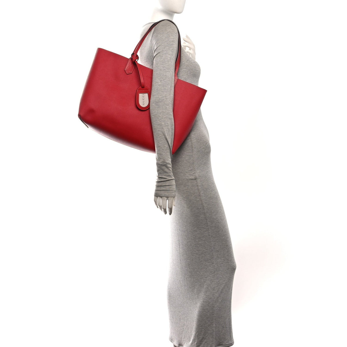 Gucci GG Supreme Monogram Medium Reversible Tote Beige Red