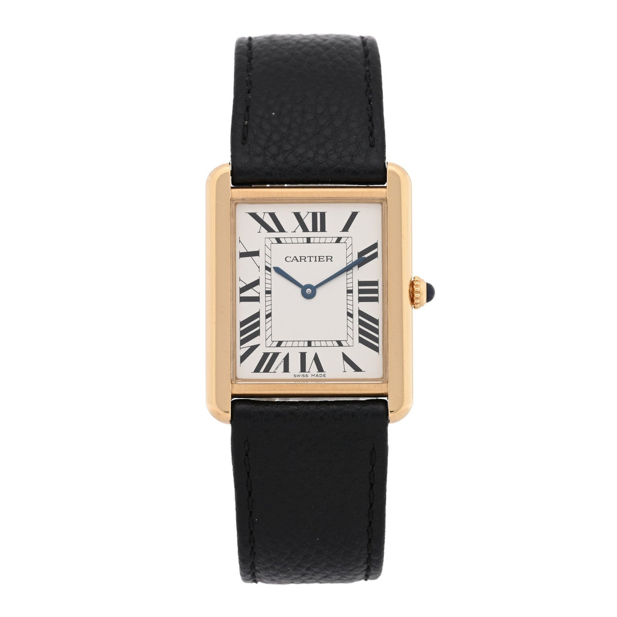 Cartier Stainless Steel 18K Yellow Gold Calfskin 27mm Tank Solo Quartz Watch