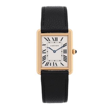 Cartier Stainless Steel 18K Yellow Gold Calfskin 27mm Tank Solo Quartz Watch
