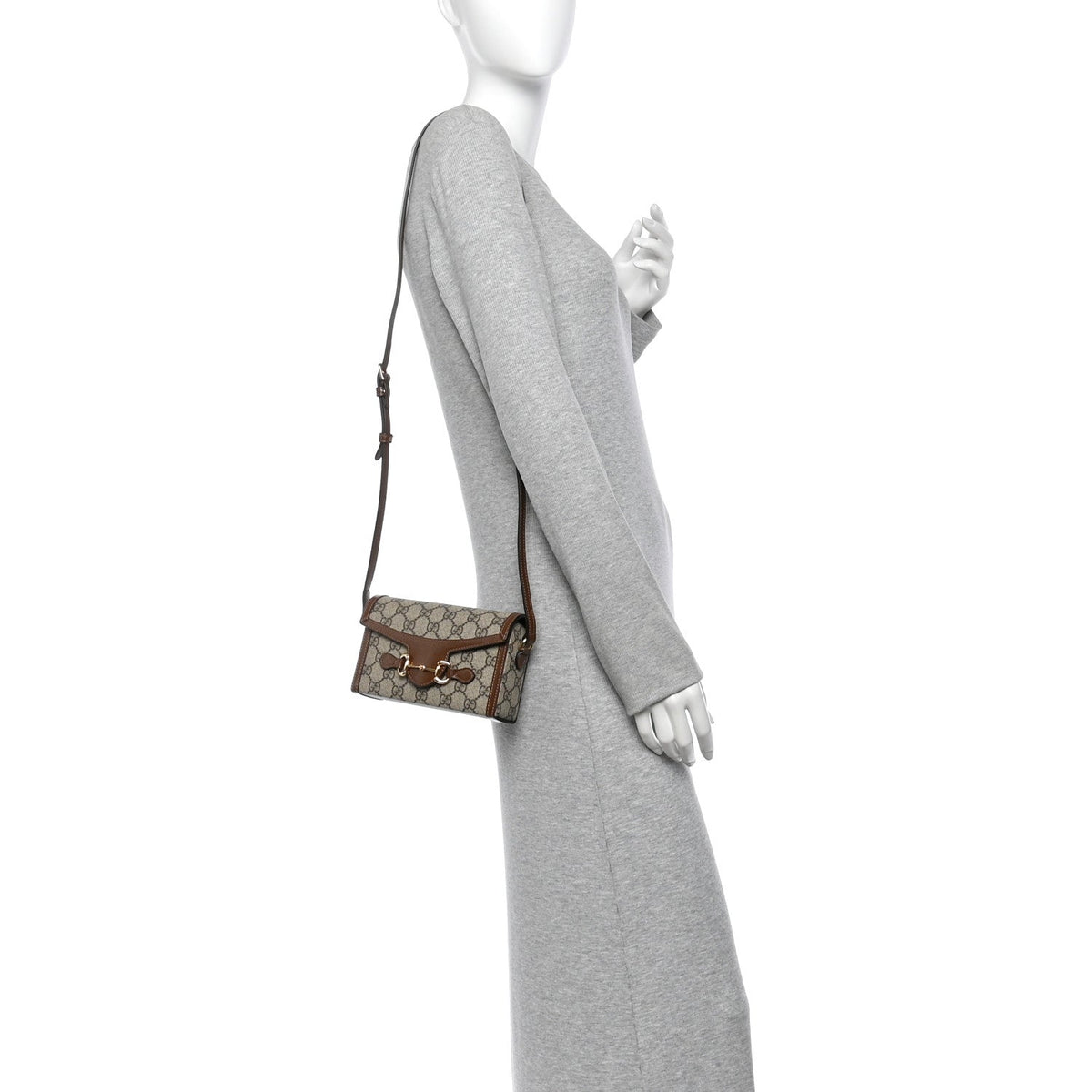 Gucci GG Supreme Monogram Mini Horsebit 1955 Shoulder Bag Beige Brown Sugar 1983200