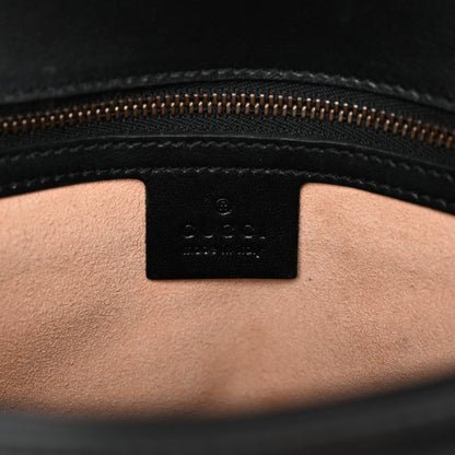 Gucci Calfskin Matelasse Small GG Marmont Top Handle Bag Black