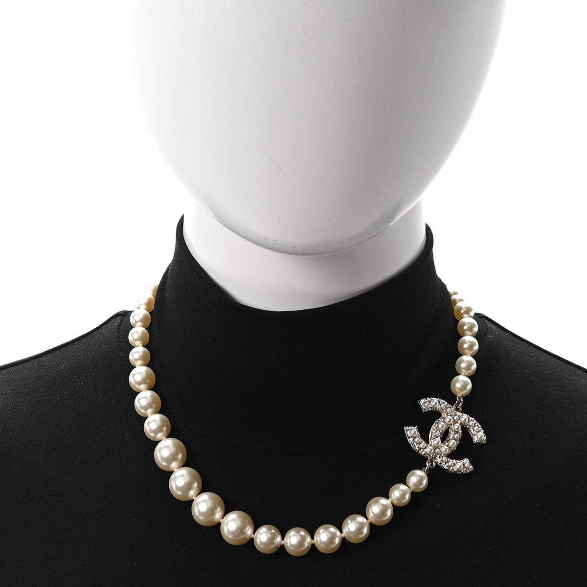 Chanel Pearl Crystal CC 100th Anniversary Necklace Light Gold