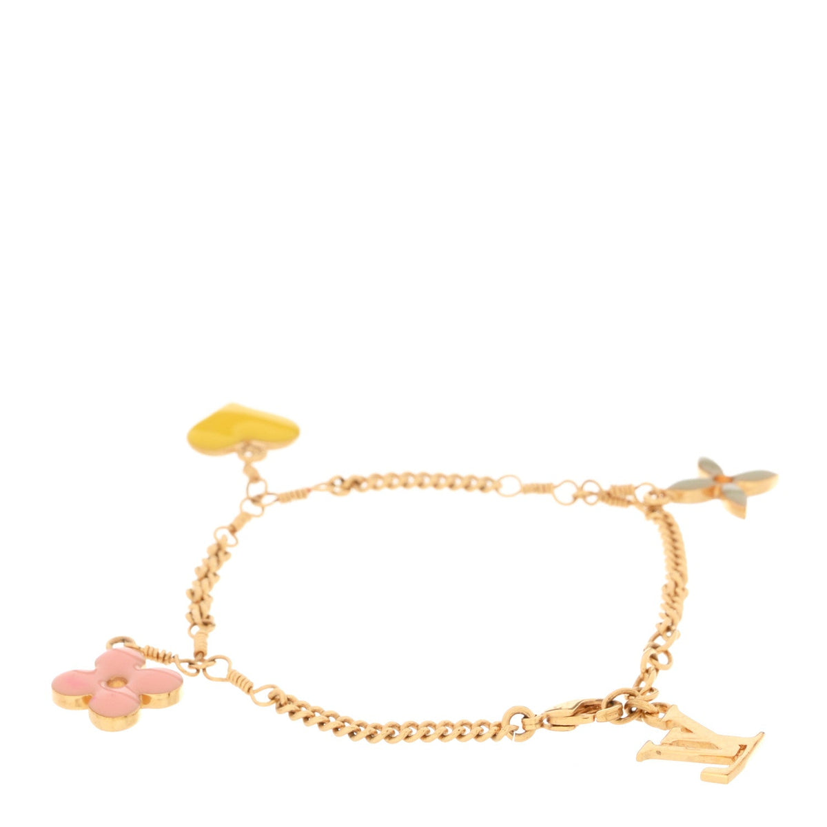 Louis Vuitton Brass Sweet Monogram Charm Bracelet Gold Multicolor