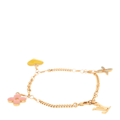 Louis Vuitton Brass Sweet Monogram Charm Bracelet Gold Multicolor