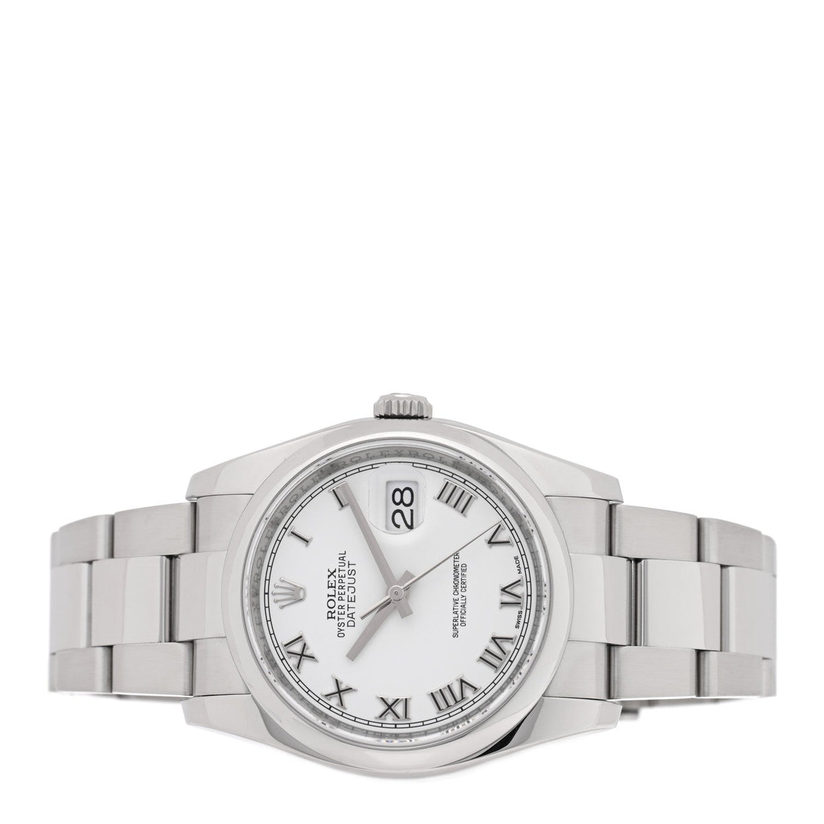 Rolex Stainless Steel 36mm Datejust Watch White 116200