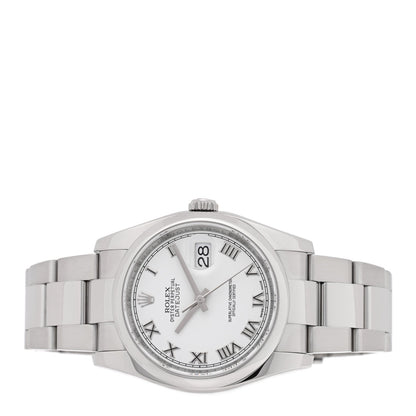 Rolex Stainless Steel 36mm Datejust Watch White 116200