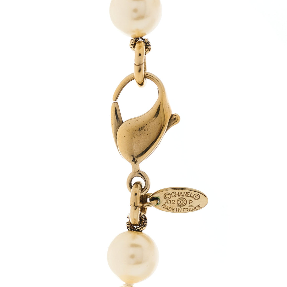 Chanel Pearl Crystal CC Long Necklace Silver