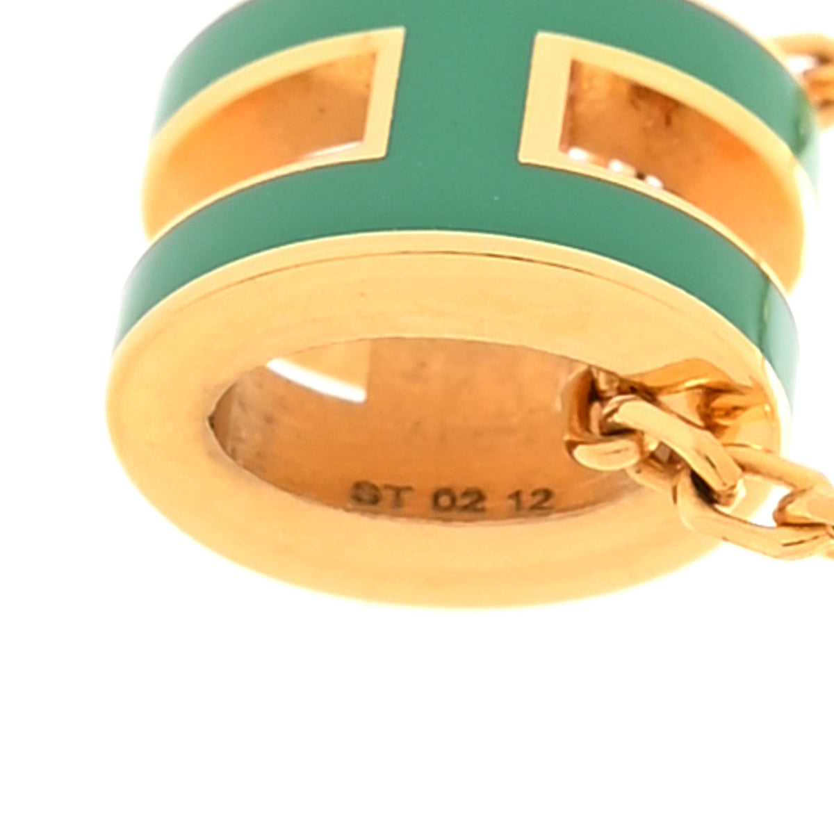 Hermès Rose Gold Lacquered Malachite Mini Pop H Pendant Necklace