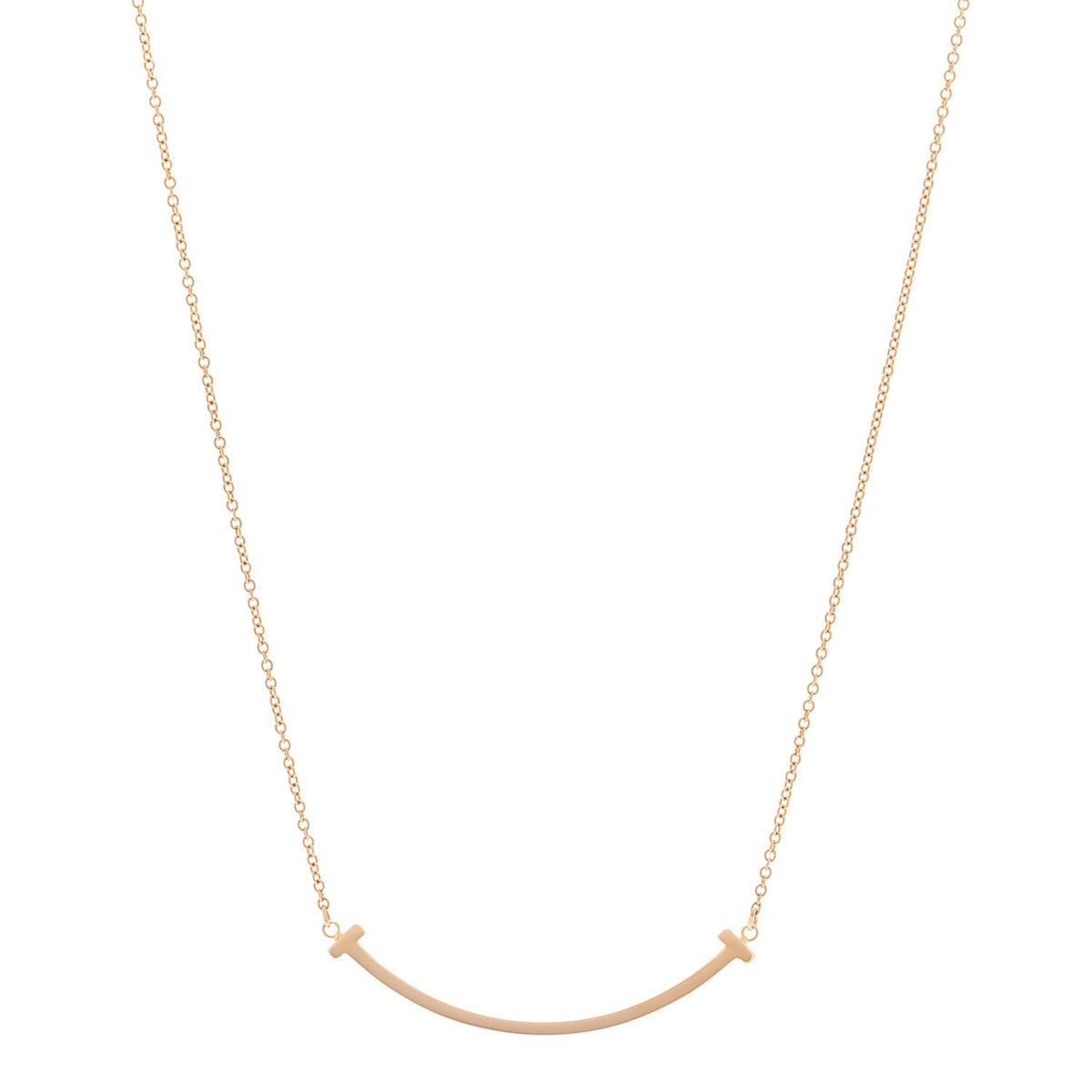 Tiffany 18K Rose Gold Small T Smile Pendant Necklace