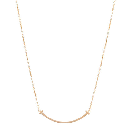 Tiffany 18K Rose Gold Small T Smile Pendant Necklace