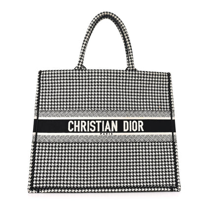Christian Dior Canvas Houndstooth Large Book Tote Black White 1985403