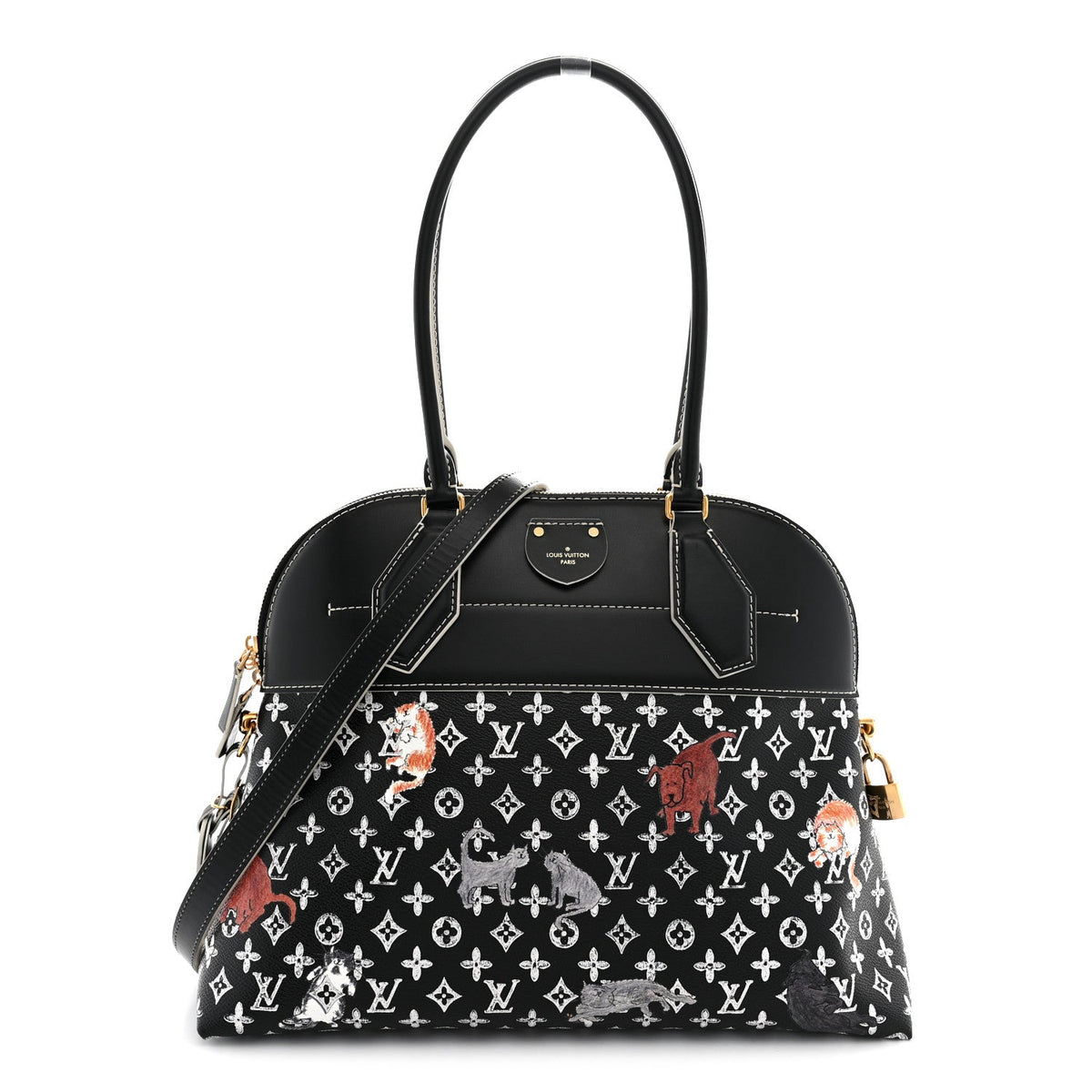 Louis Vuitton Calfskin Catogram Alma Souple MM Bag Black