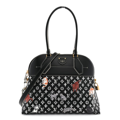 Louis Vuitton Calfskin Catogram Alma Souple MM Bag Black