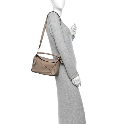 Loewe Grained Calfskin Small Puzzle Bag Sand
