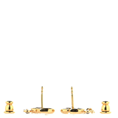 Christian Dior Pearl Crystal CD Drop Earrings Gold