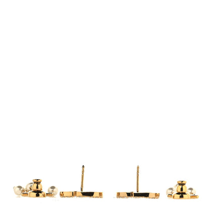 Dior Pearl Crystal Petit CD Drop Earrings Gold