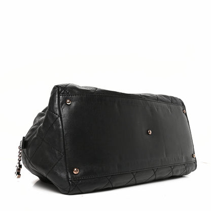 Chanel Lambskin Cloudy Bundle Bowler Bag Black