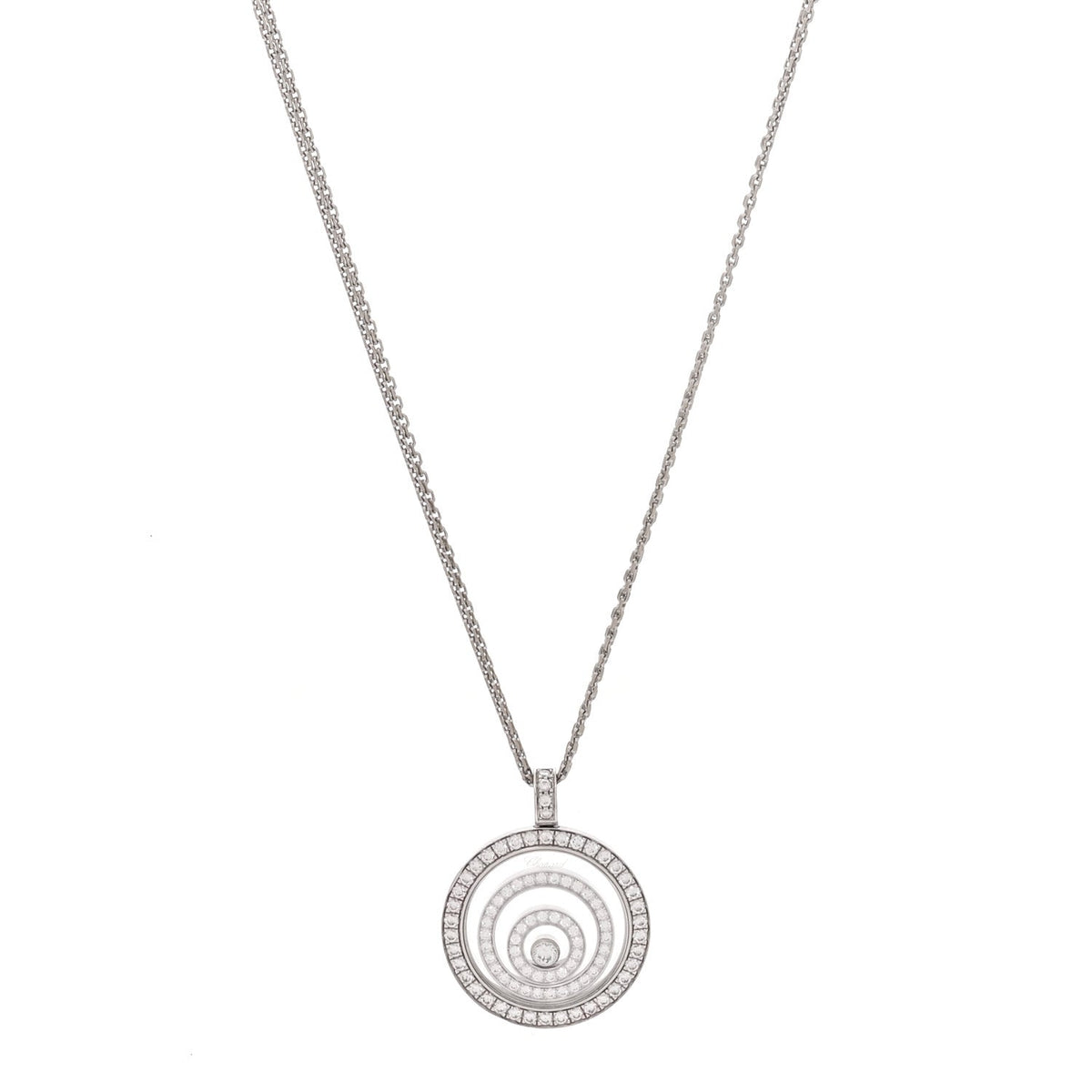Chopard 18K White Gold Diamond Happy Spirit Pendant Necklace