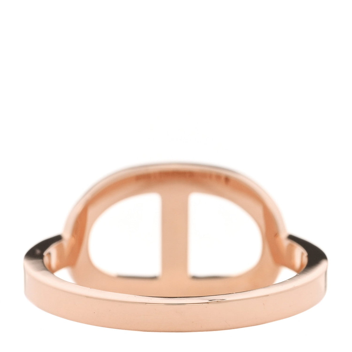 Hermes 18K Rose Gold Diamond MM Chaine d'Ancre Contour Ring 53 6.5