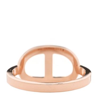 Hermes 18K Rose Gold Diamond MM Chaine d'Ancre Contour Ring 53 6.5