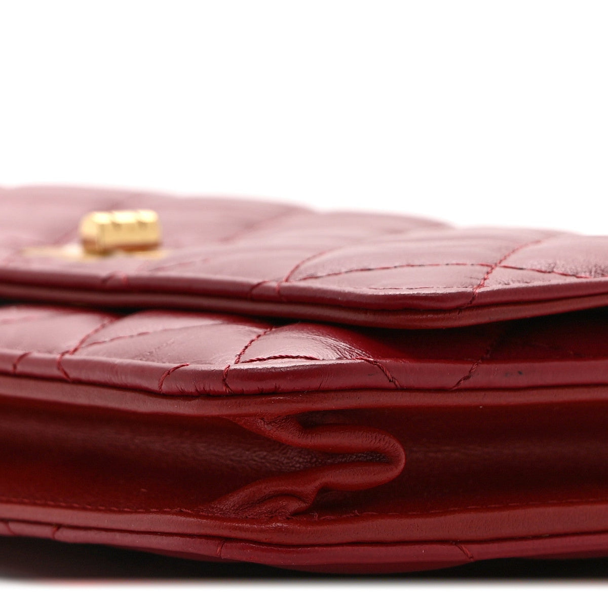 Chanel Aged Calfskin Quilted Reissue Wallet On Chain Red