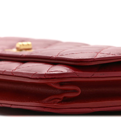 Chanel Aged Calfskin Quilted Reissue Wallet On Chain Red