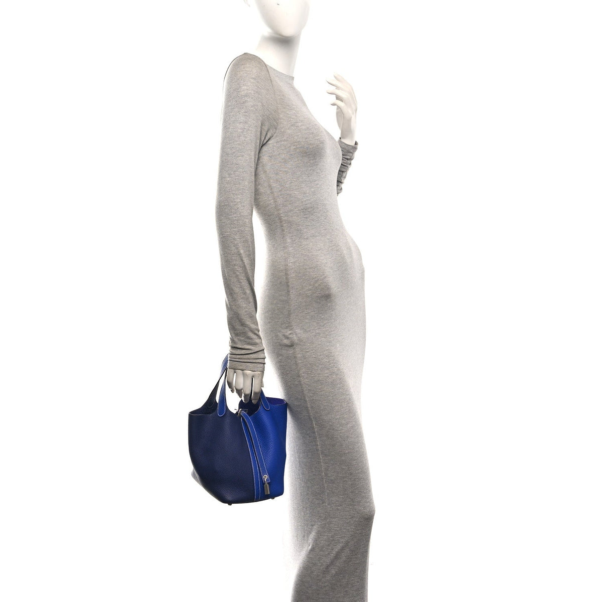 Hermes Taurillon Clemence Casaque Picotin Lock 18 PM Bag Bleu Electrique Bleu Encre
