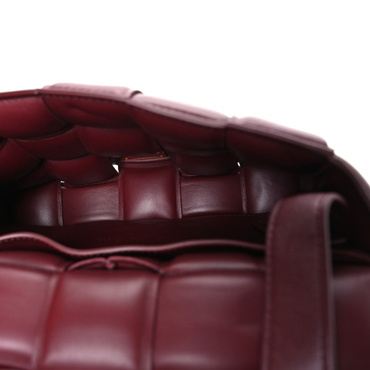 Bottega Veneta Nappa Maxi Intreccio Padded Cassette Crossbody Bag Dark Red