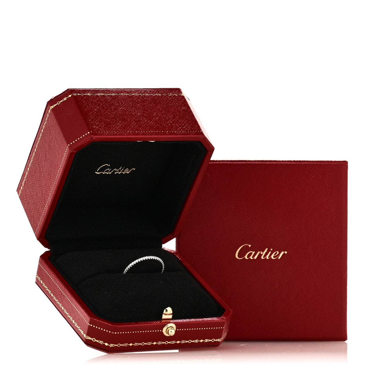 Cartier 18K White Gold Diamond 1.5mm Etincelle de Cartier Wedding Band Ring 57 8
