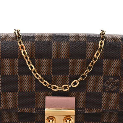 Louis Vuitton Damier Ebene Croisette Chain Wallet Rose Ballerine