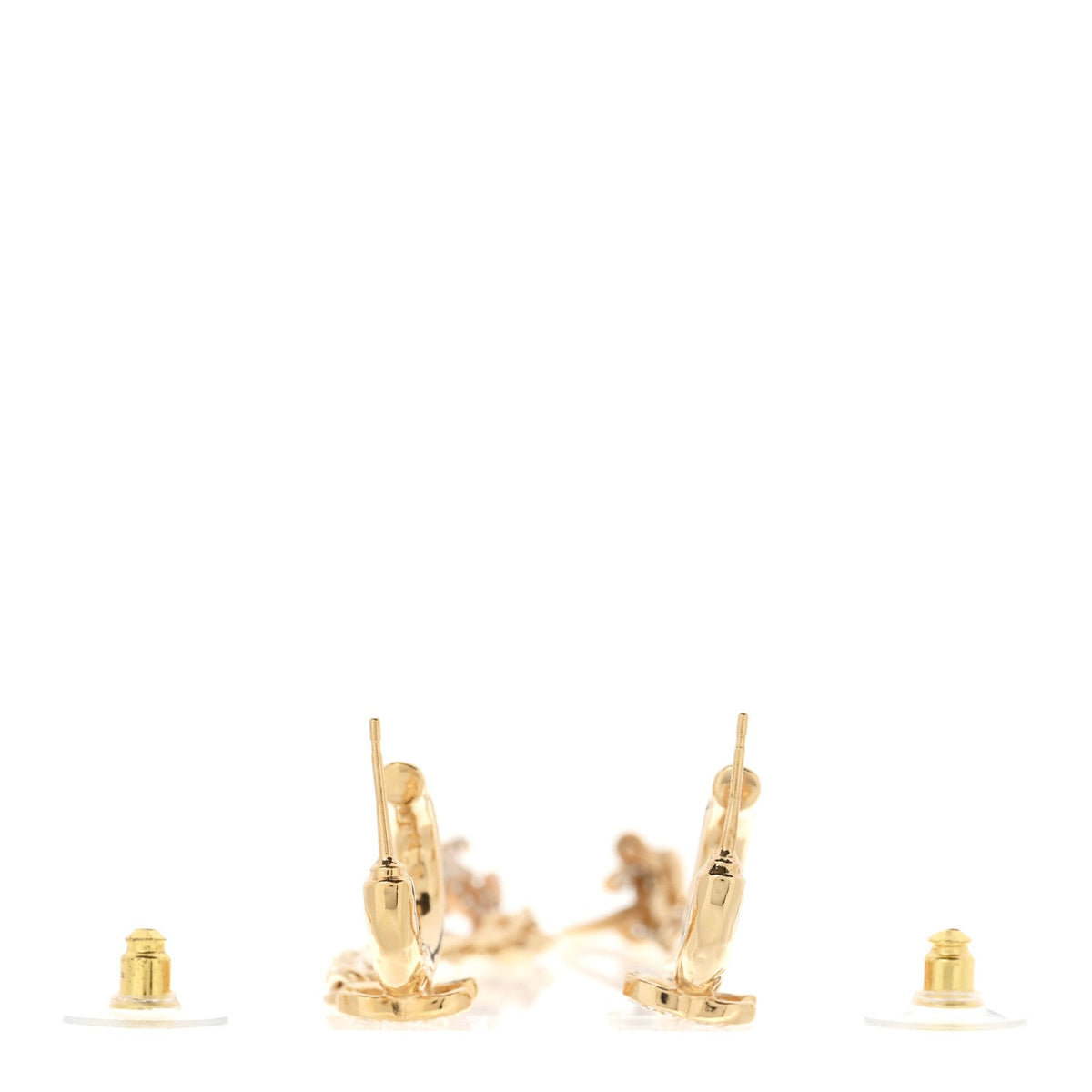 Chanel Crystal Chain CC Climber Earrings Gold