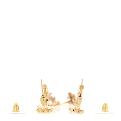 Chanel Crystal Chain CC Climber Earrings Gold