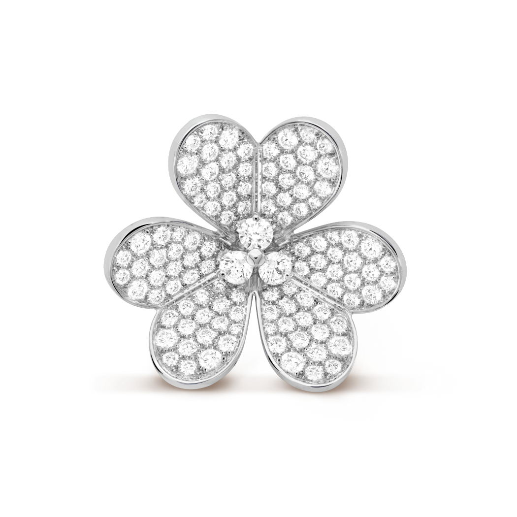 18K White Gold Diamond VCA Frivole Clip Pendant