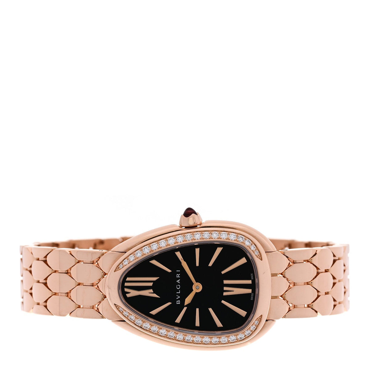 Bulgari 18K Rose Gold Diamond 33mm Serpenti Seduttori Quartz Watch