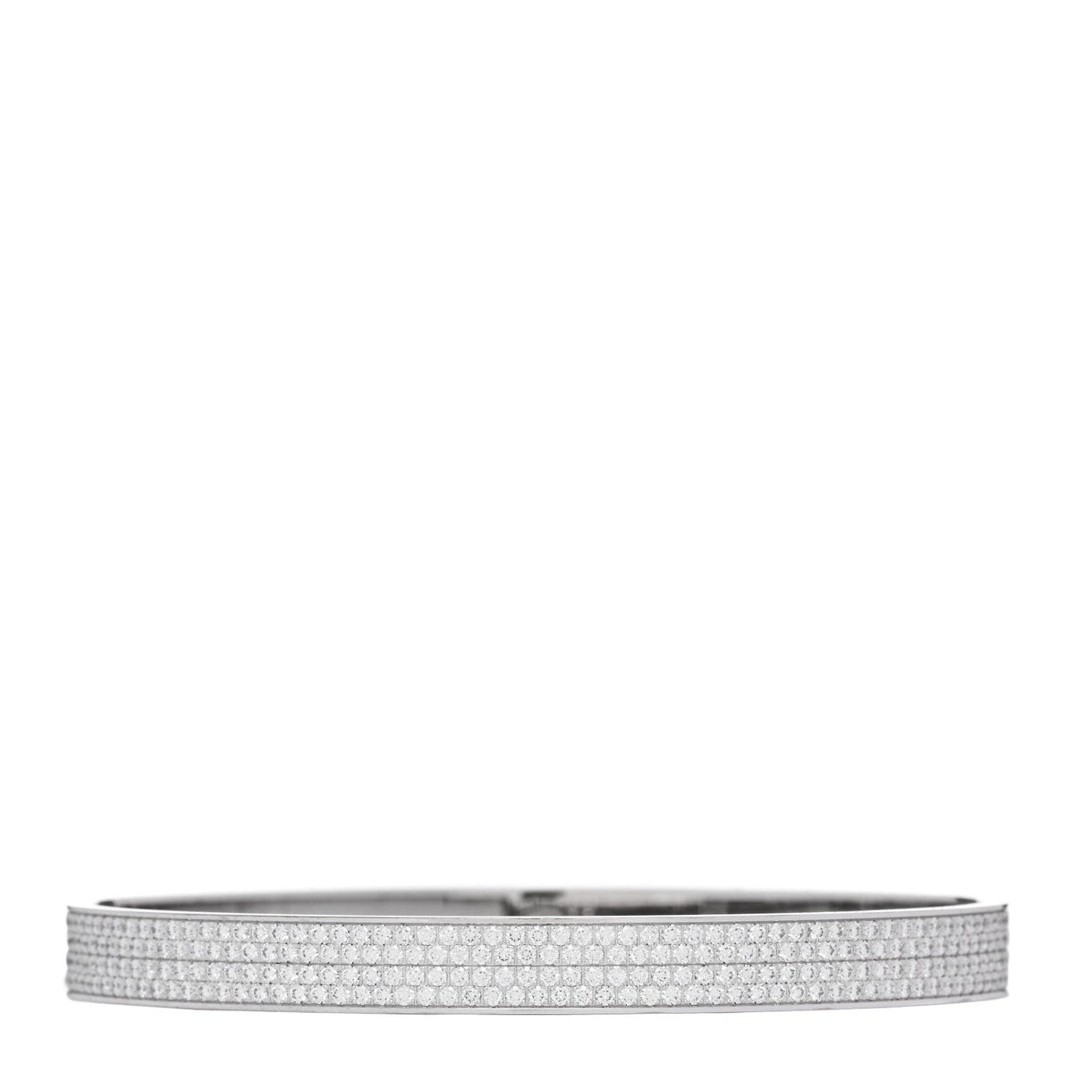 Hermes 18K White Gold Diamond Kelly Full Pave Bracelet XS