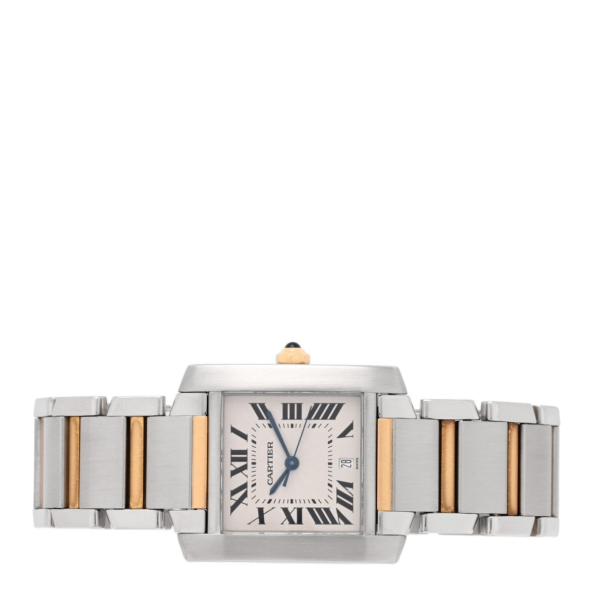 Cartier Stainless Steel 18K Yellow Gold 28mm Tank Francaise Watch