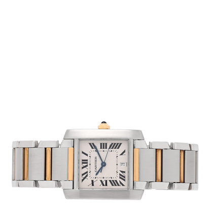 Cartier Stainless Steel 18K Yellow Gold 28mm Tank Francaise Watch