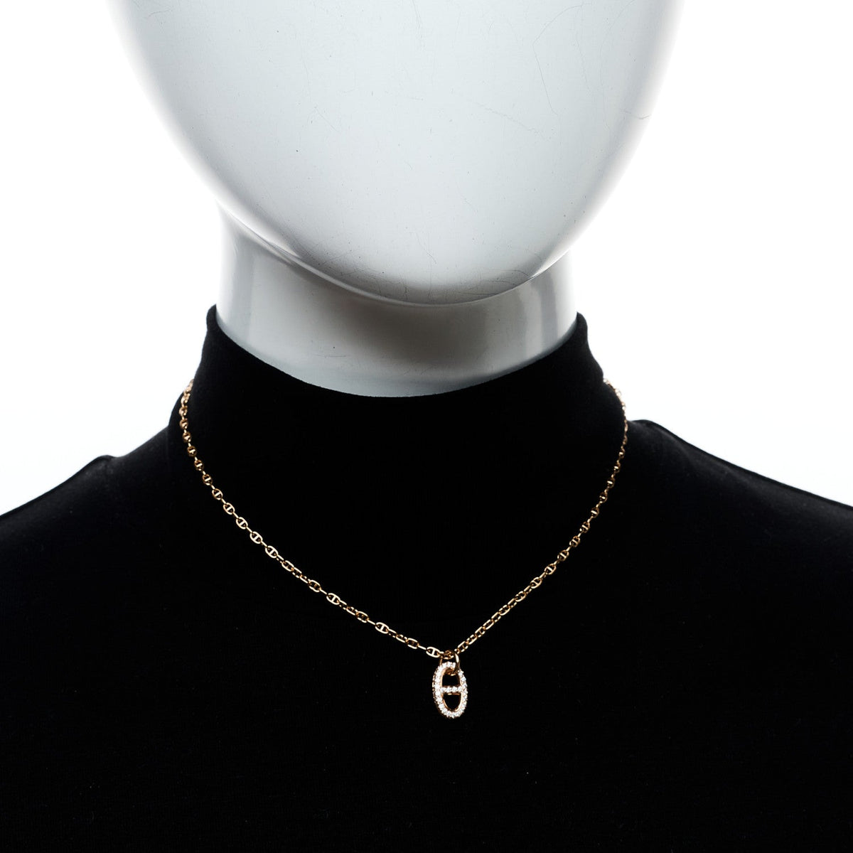 Hermes 18K Rose Gold Diamond .45ct PM New Farandole Pendant Necklace