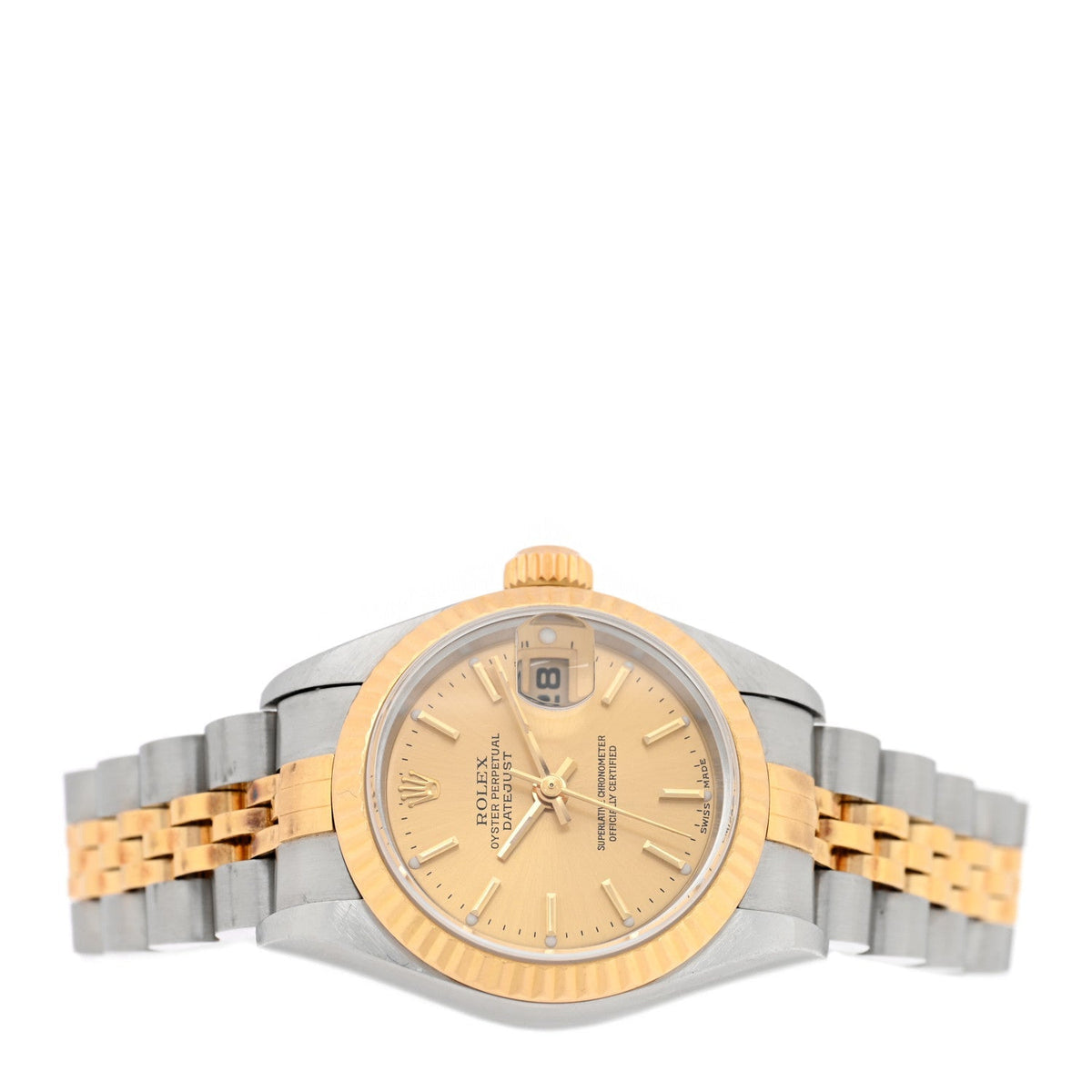 Rolex Stainless Steel 18K Yellow Gold 26mm Datejust Watch Champagne 79173