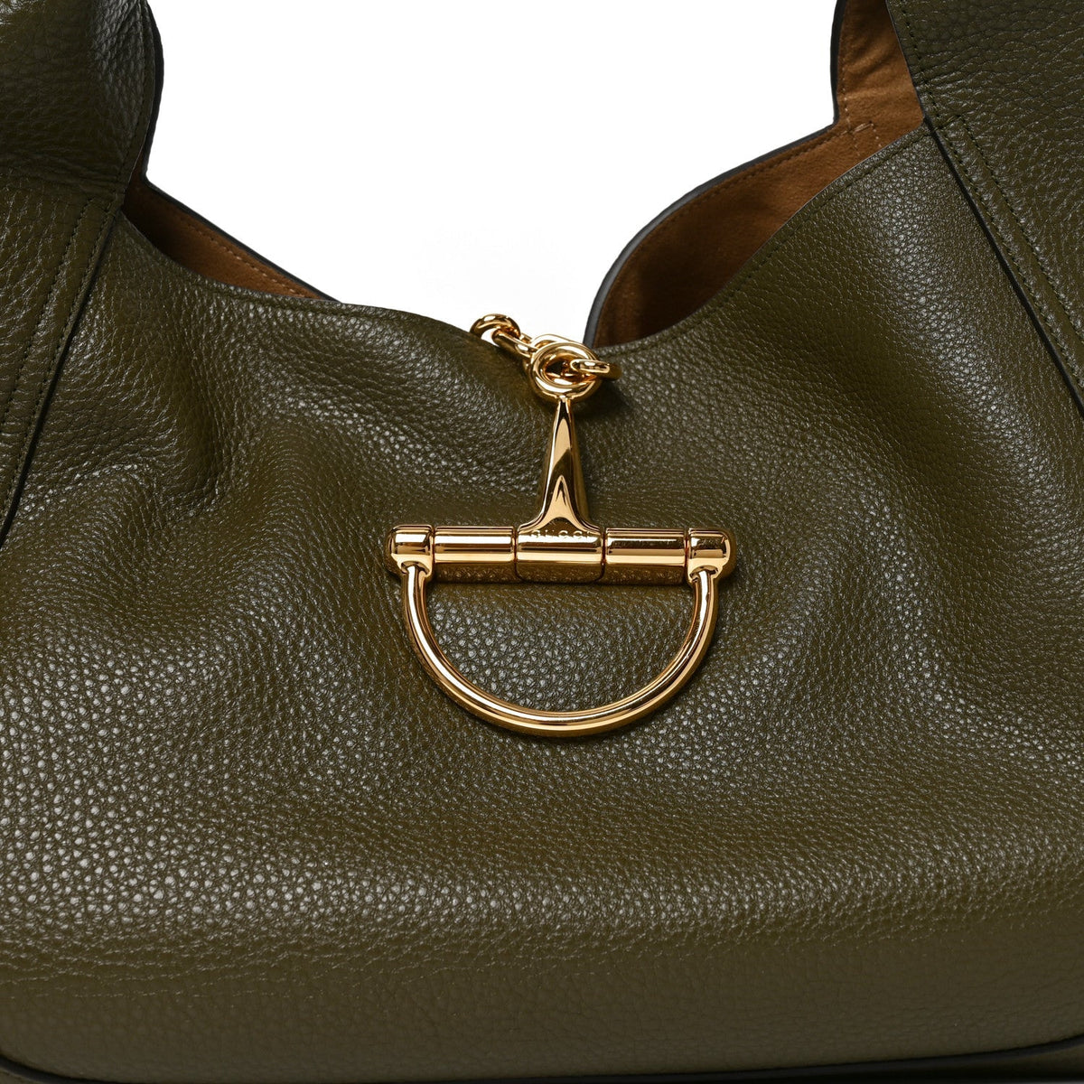 Gucci Grained Calfskin Softbit Maxi Shoulder Bag Forest Green