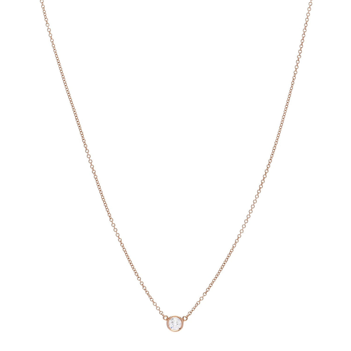 Tiffany 18K Rose Gold Diamond Elsa Peretti Pendant Necklace