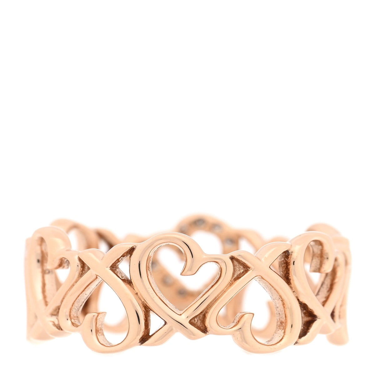18K Rose Gold Diamond Paloma Picasso Loving Heart Band Ring 54 7