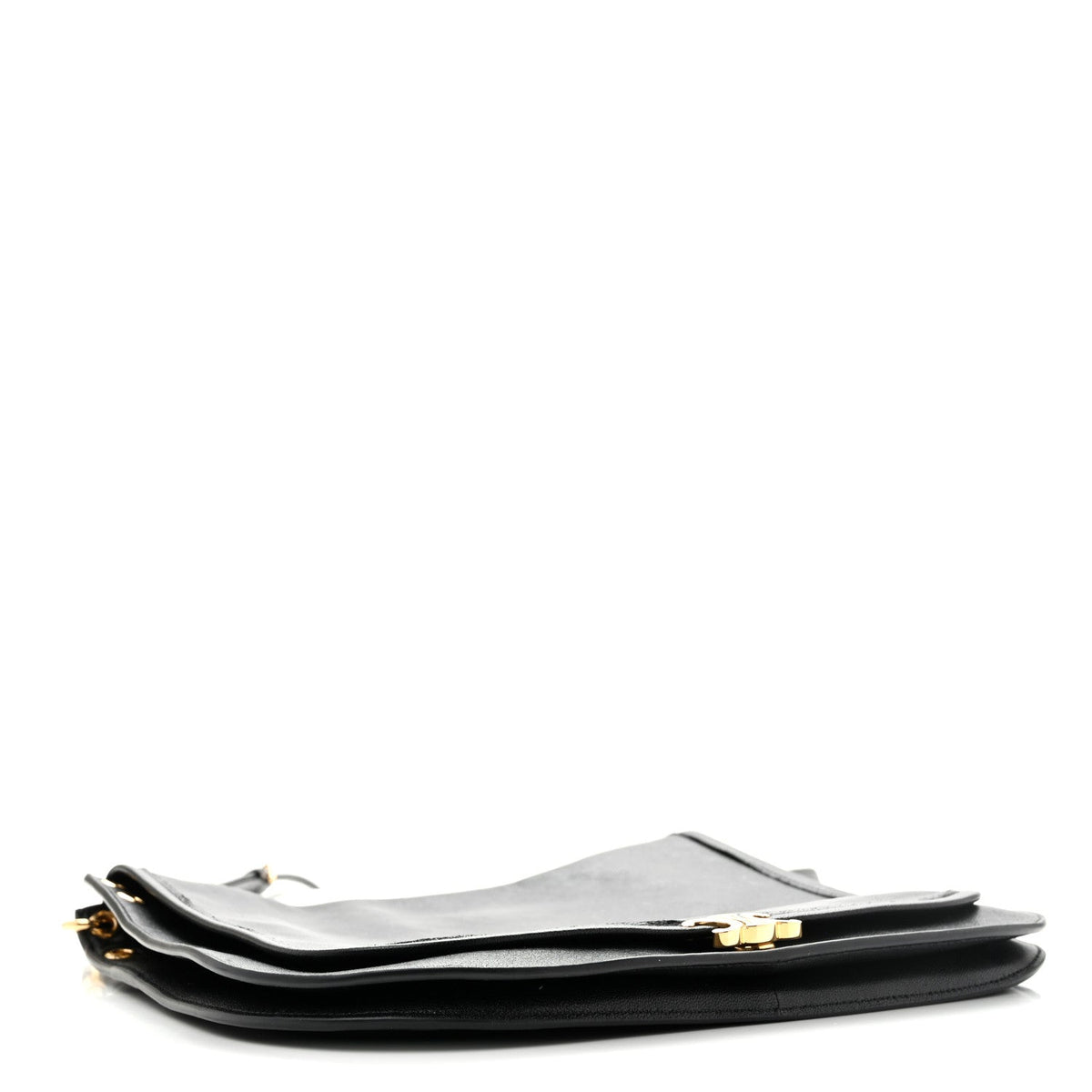 Celine Shiny Lambskin Soft Triomphe Besace Bag Black