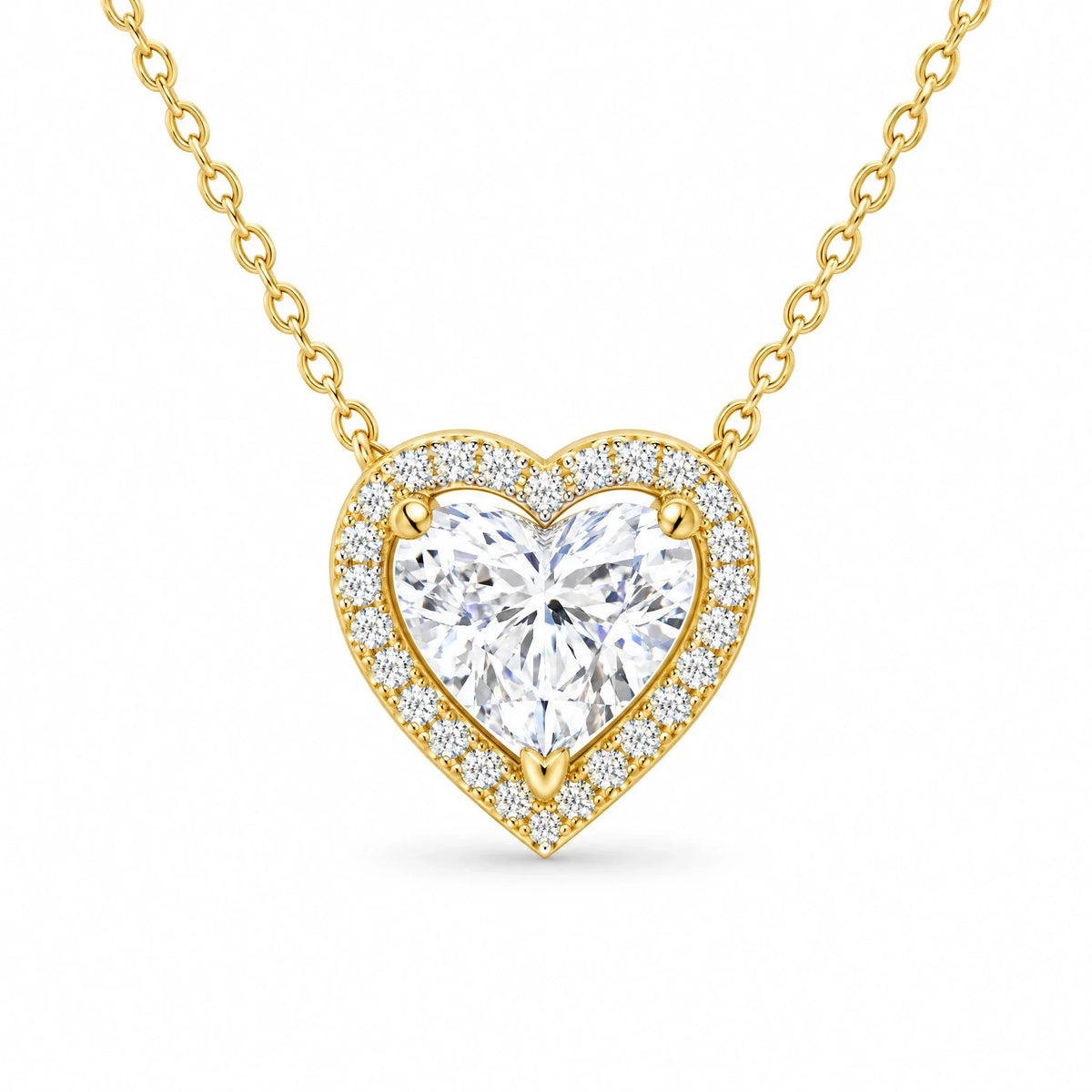 Sterling Silver Cubic Zirconia Amora Heart Halo Pendant Necklace