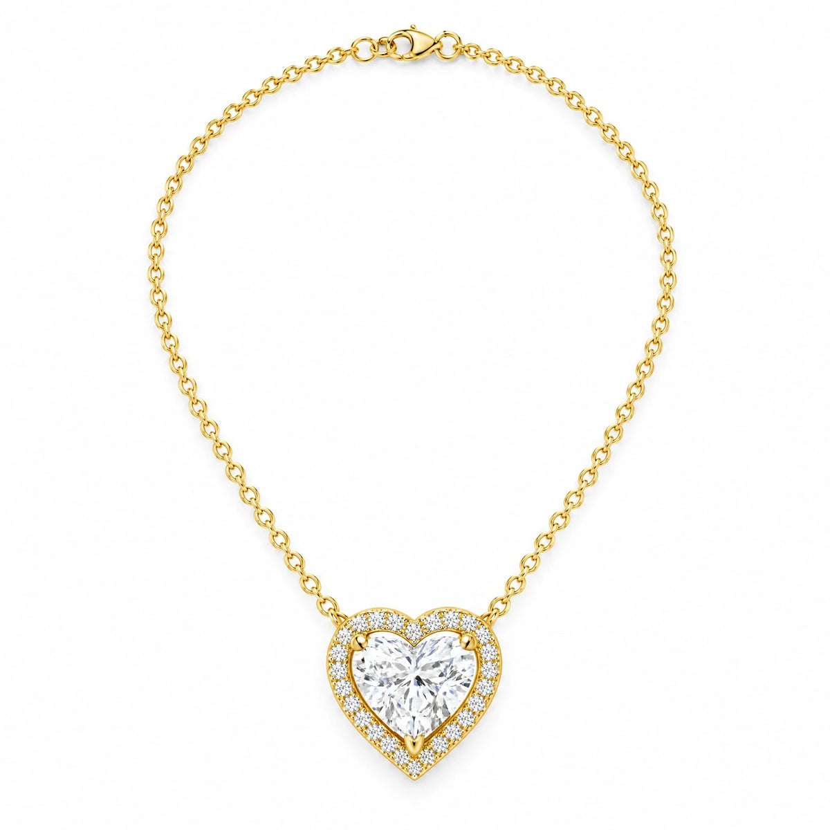 Sterling Silver Cubic Zirconia Amora Heart Halo Pendant Necklace