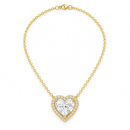 Sterling Silver Cubic Zirconia Amora Heart Halo Pendant Necklace