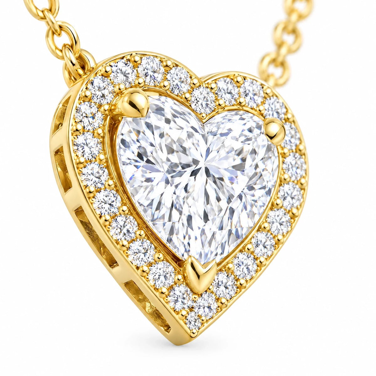 Sterling Silver Cubic Zirconia Amora Heart Halo Pendant Necklace